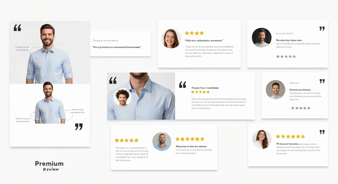Customer testimonial graphics and review ratings