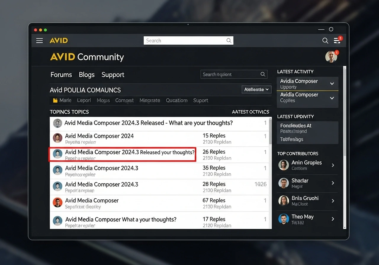 Avid Community forums showing active discussions