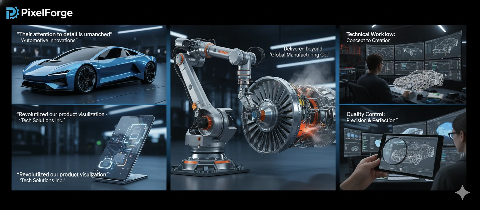 A collection of PixelForge's best product renderings