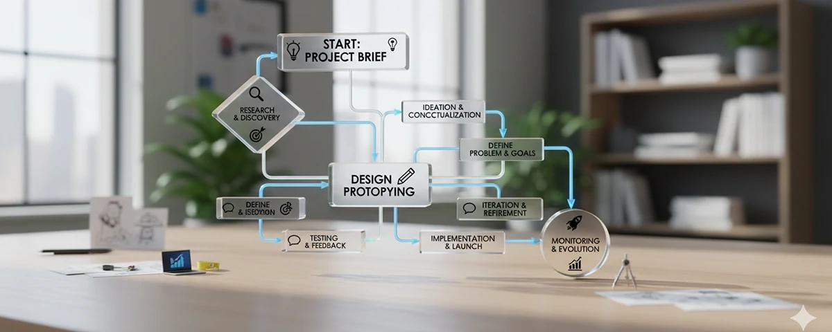 A flowchart illustrating the design process