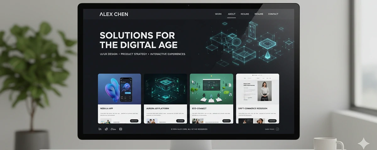 A screenshot of an exemplary digital designer portfolio