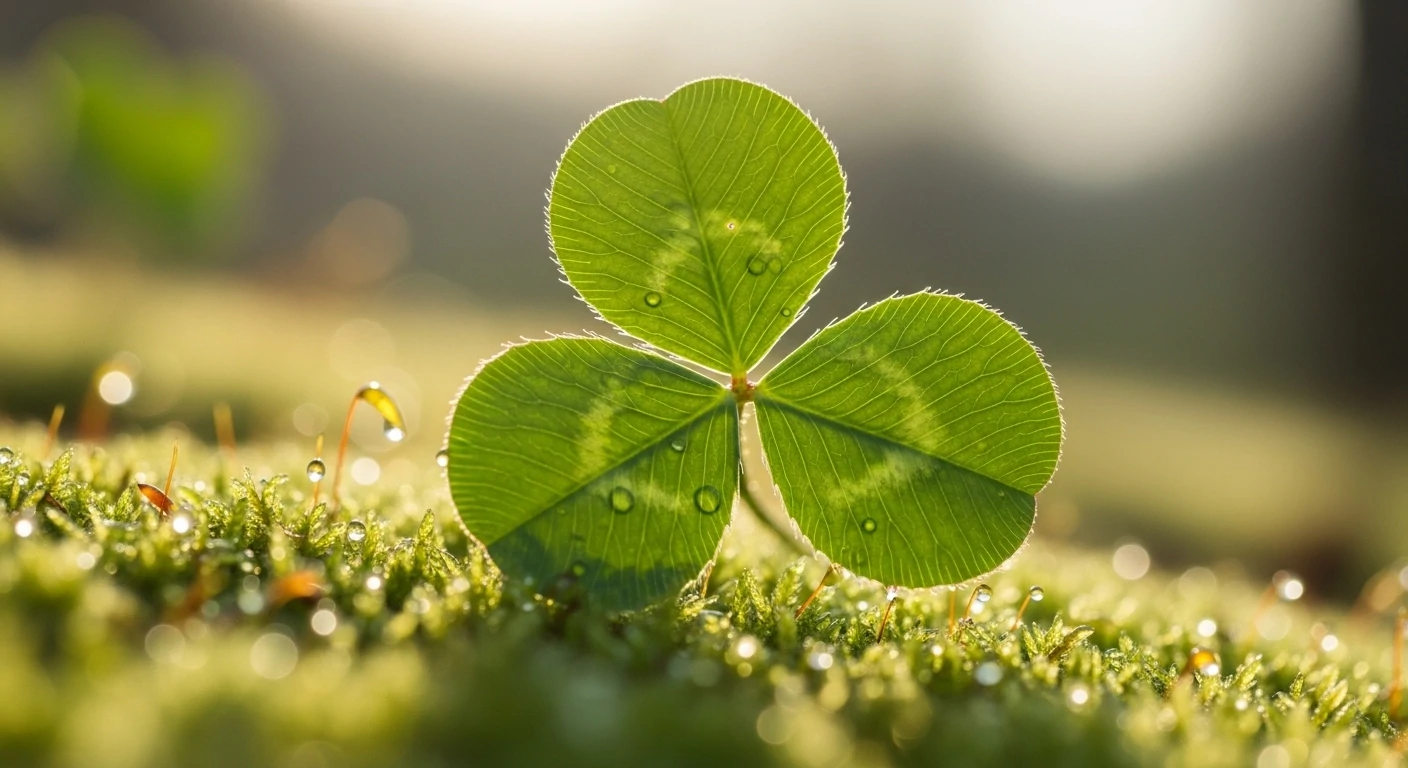 A three-leafed clover in vibrant green, simple yet elegant in design