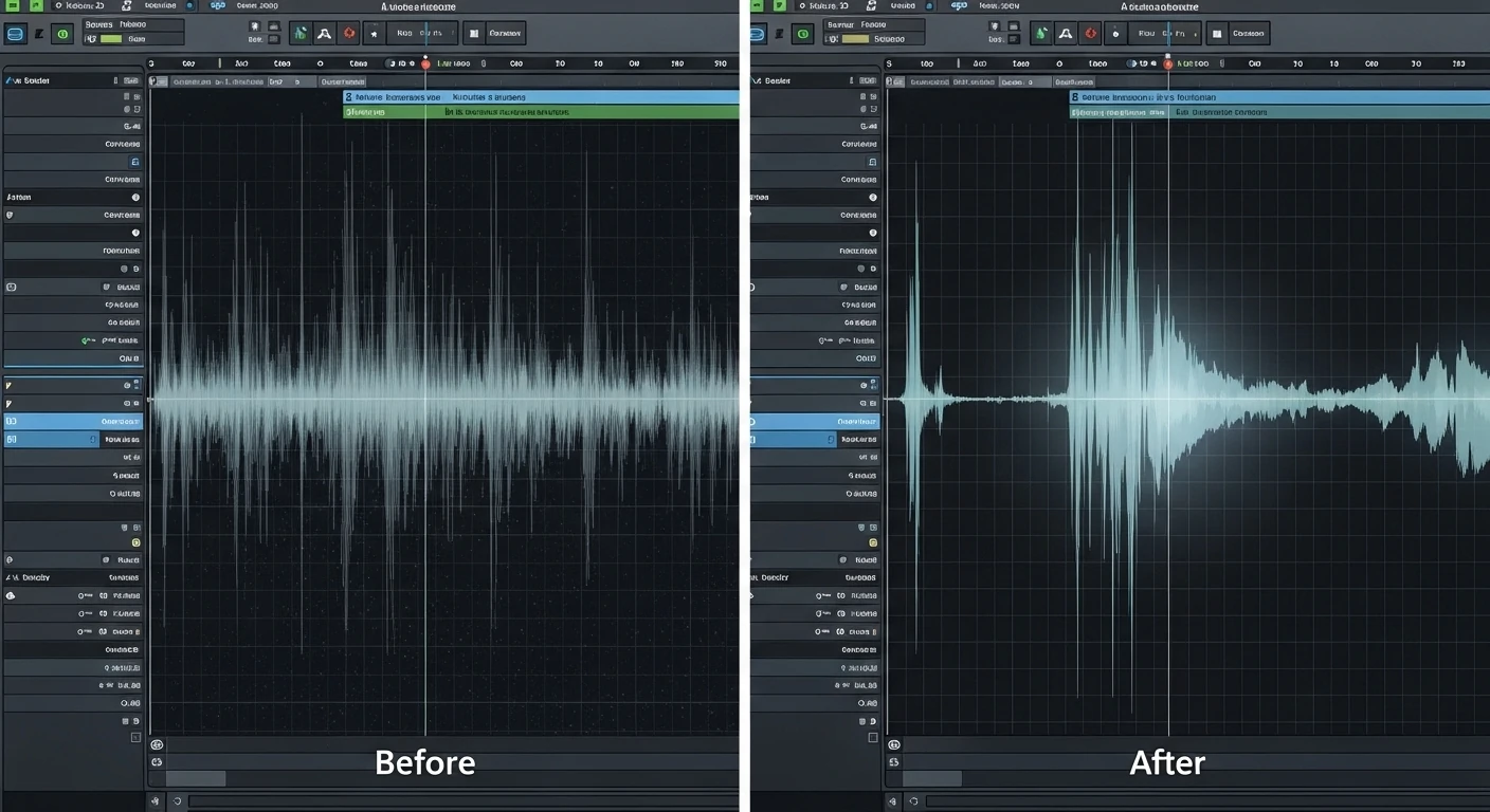 Before and after examples of audio tracks