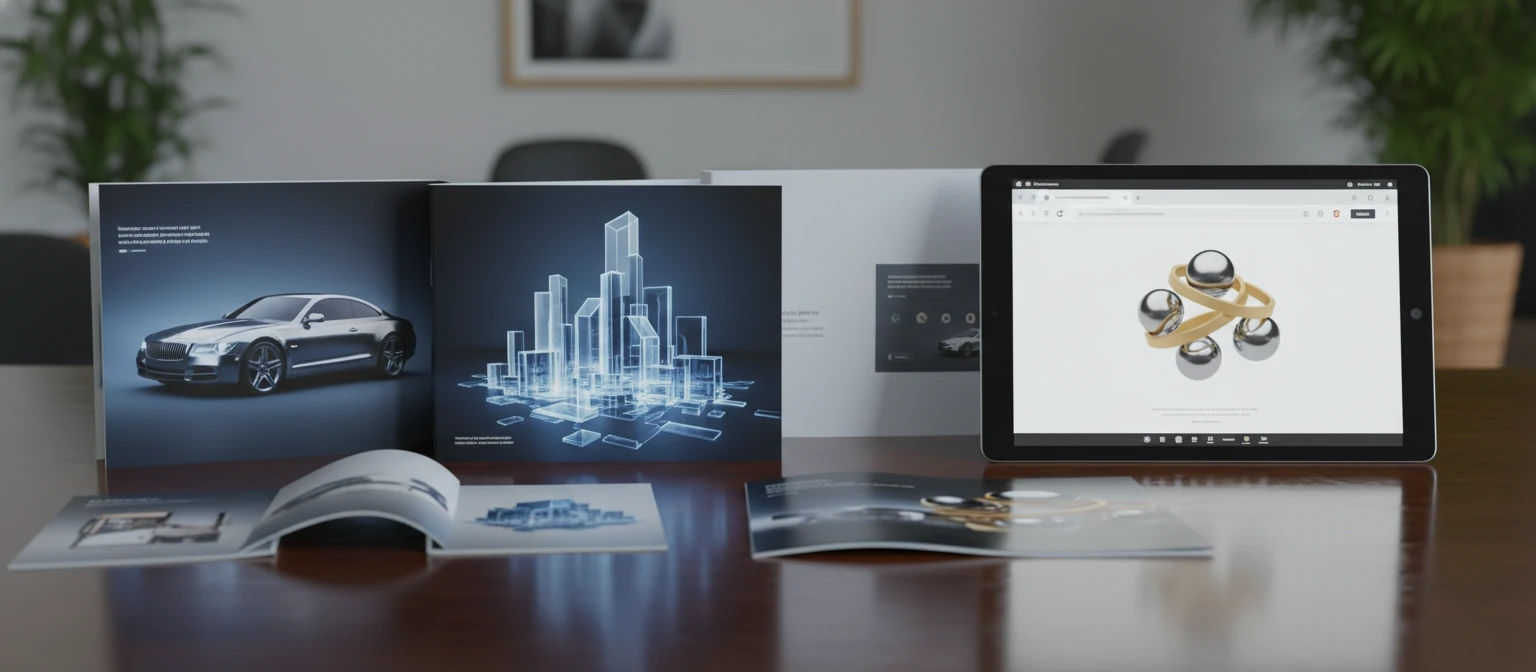 Brochures and websites featuring 3D renders