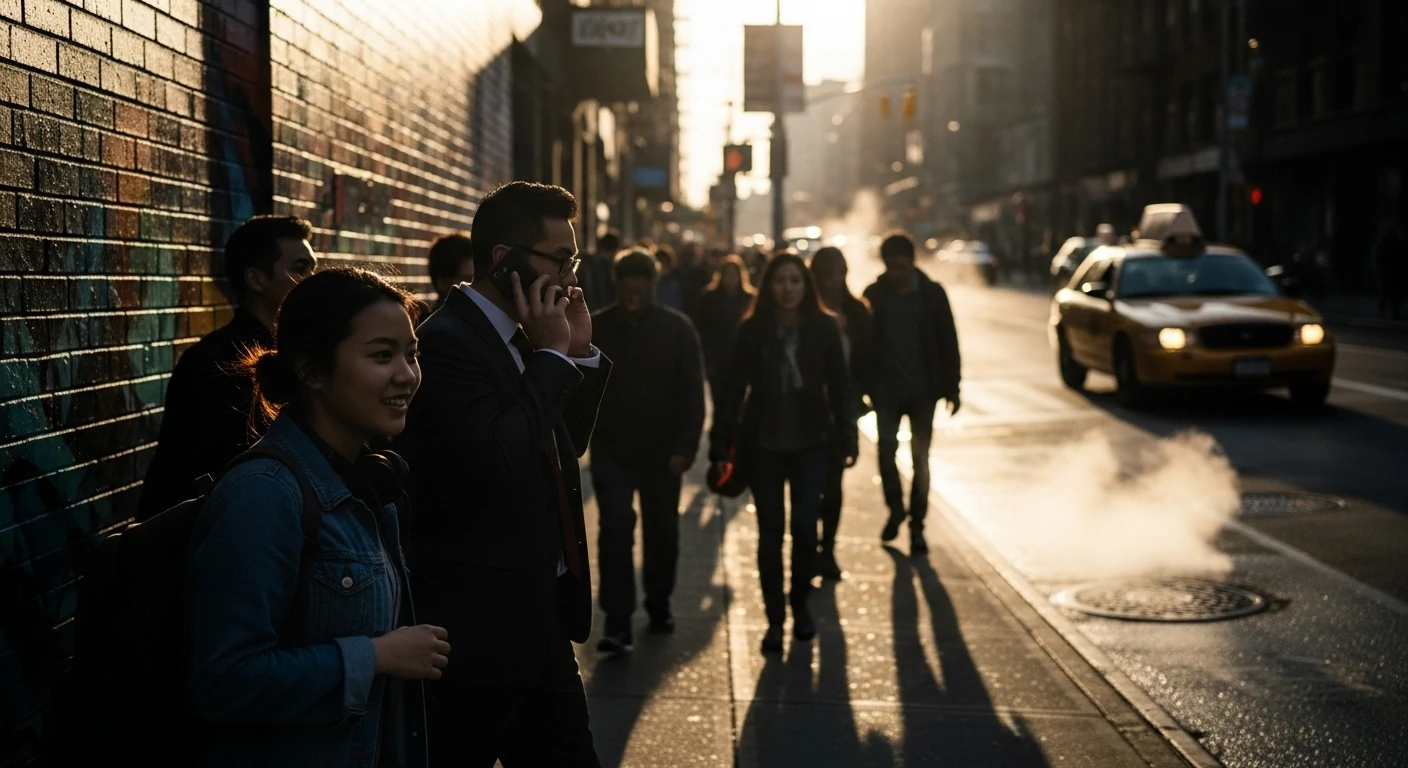 Candid moment of people in urban environment