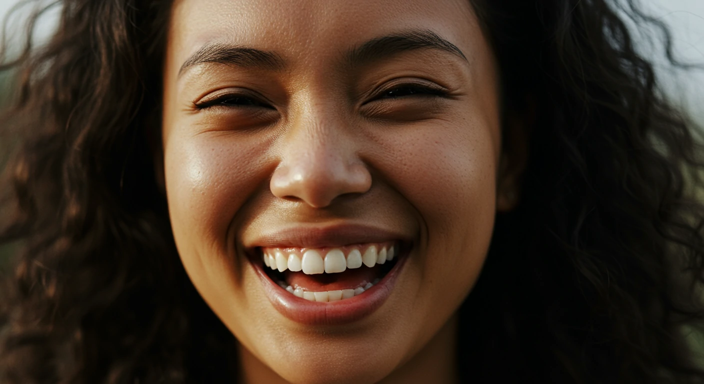 Close-up of genuine laughter and bright smiles