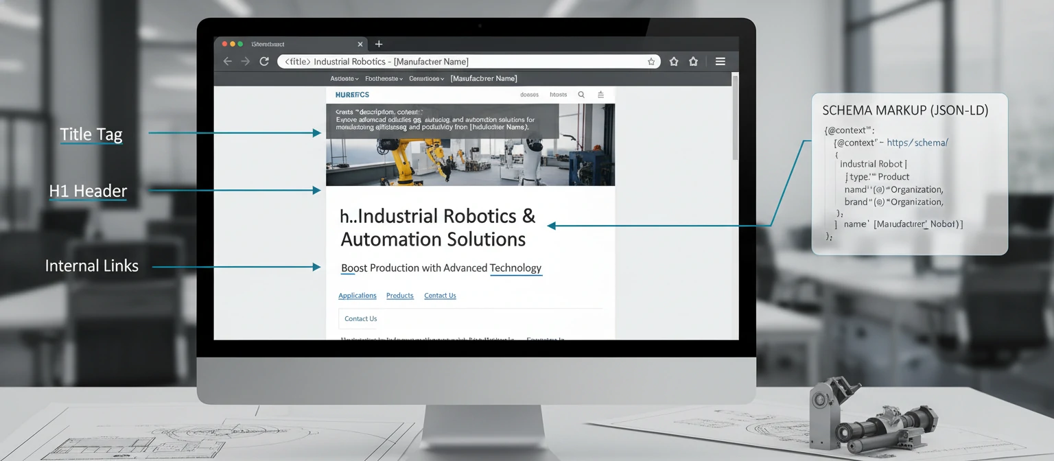 Diagram showing on-page SEO elements