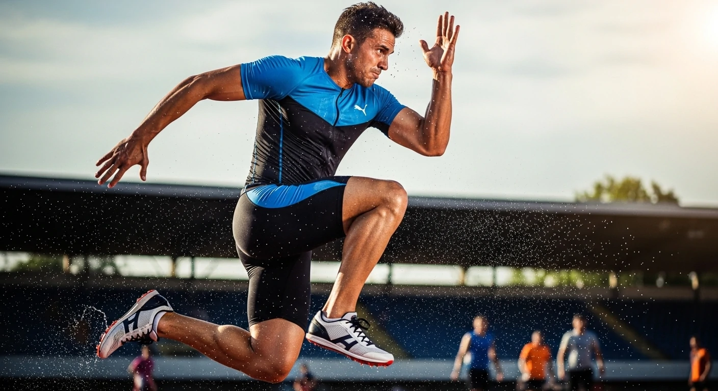 Dynamic action shot of athlete in motion