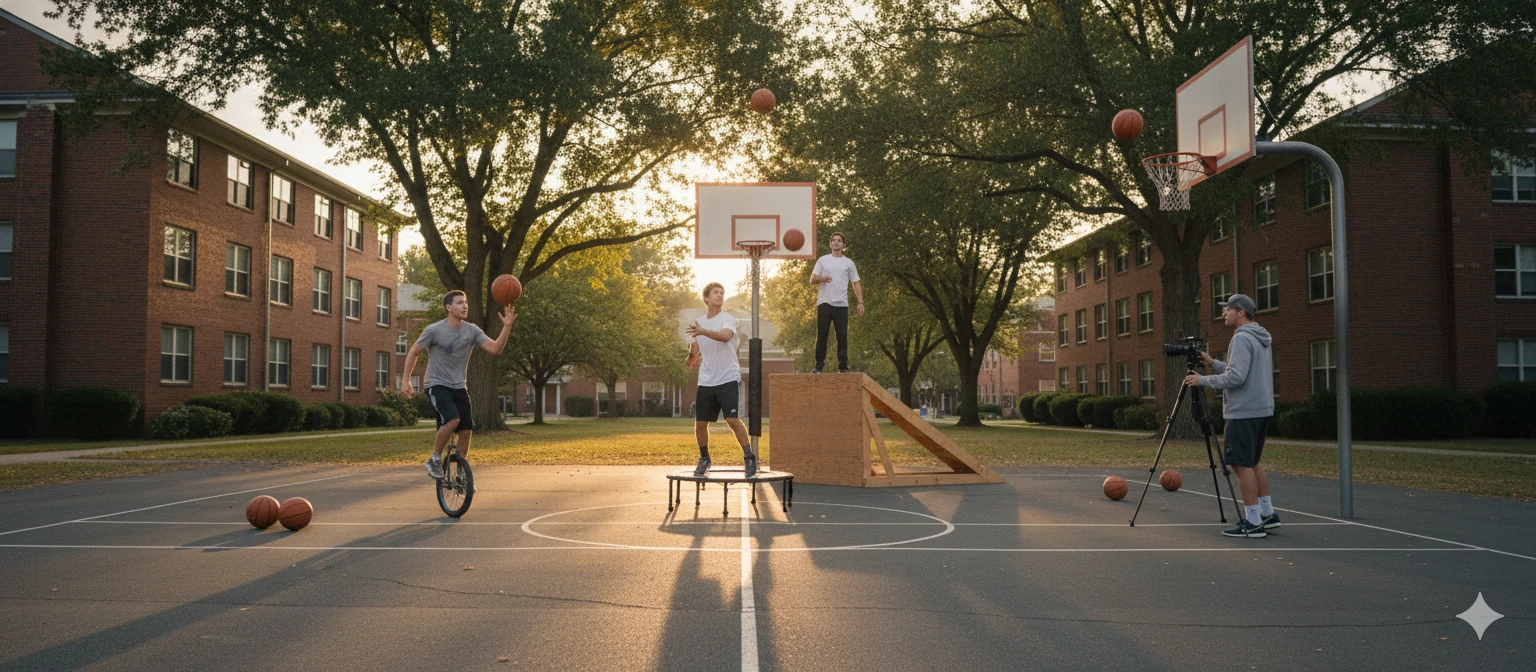Early Dude Perfect - College Days Basketball Court