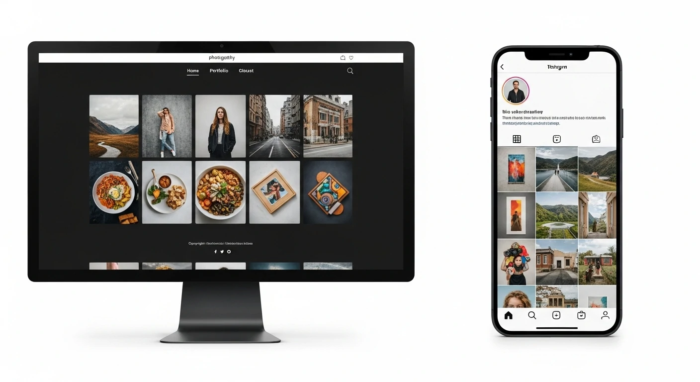 Examples of well-curated photography portfolios and social media presentations