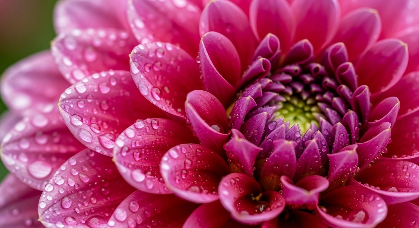 Extreme close-up of flower with water droplets