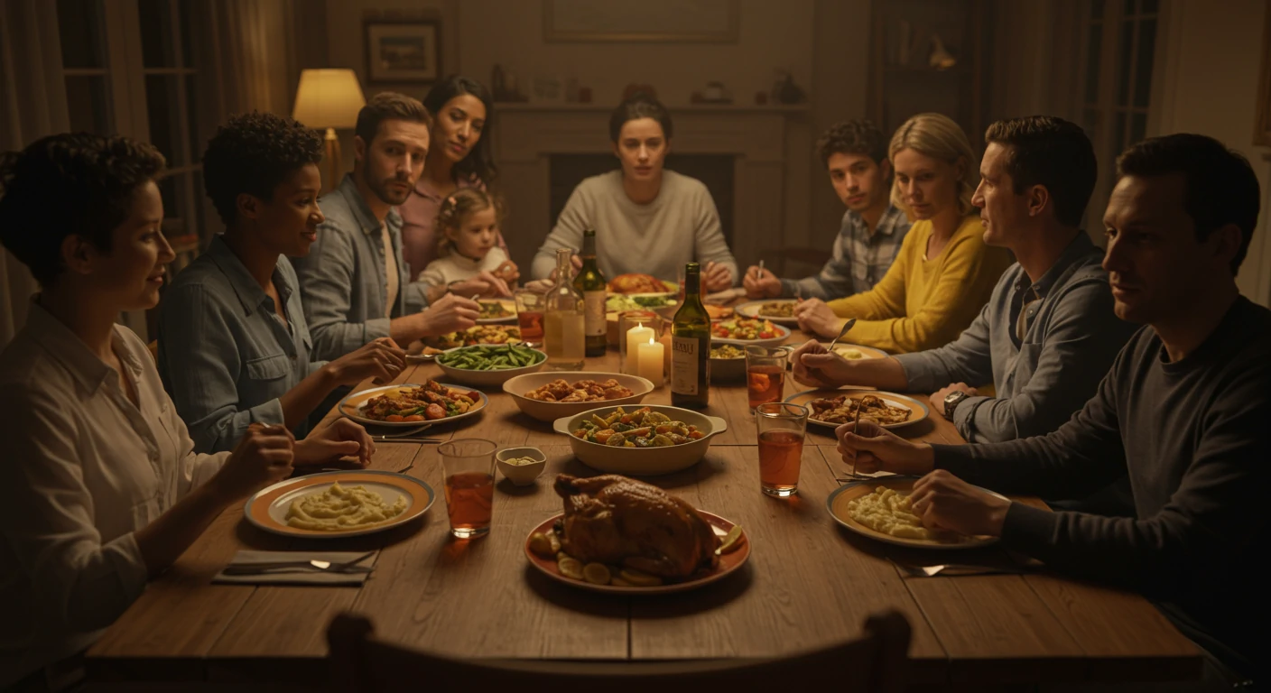 Family dinner table with warm lighting