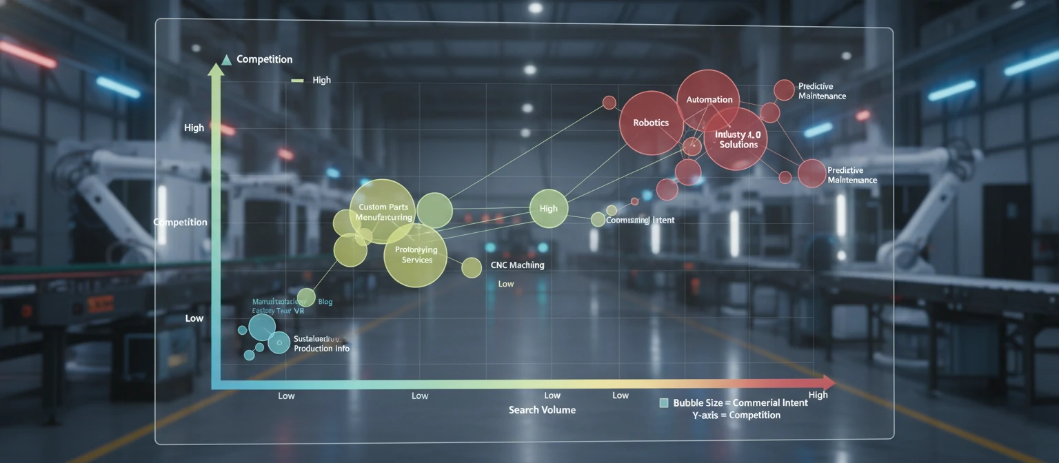 Keyword analysis chart showing the relationship between search volume