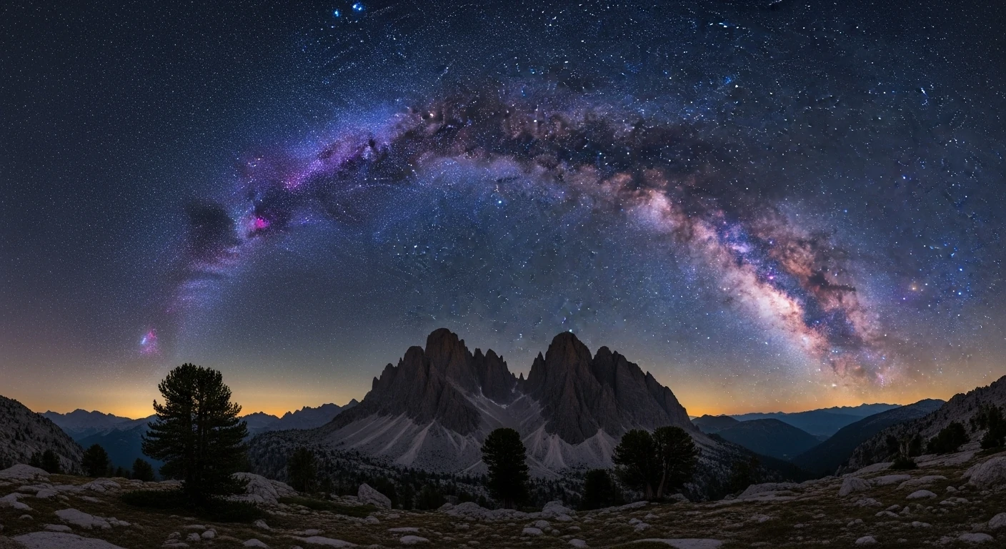 Milky Way galaxy over mountain landscape