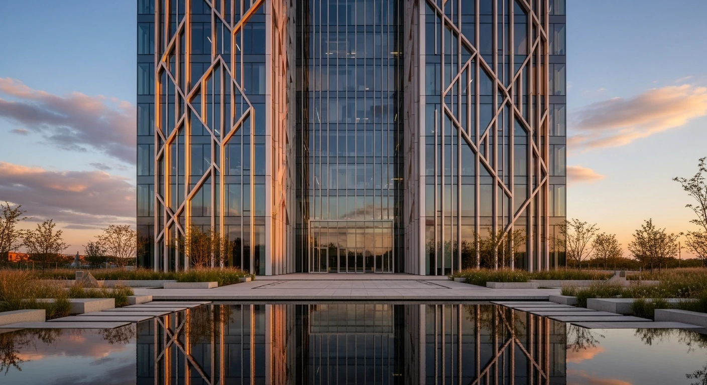 Modern building with clean lines and geometric patterns