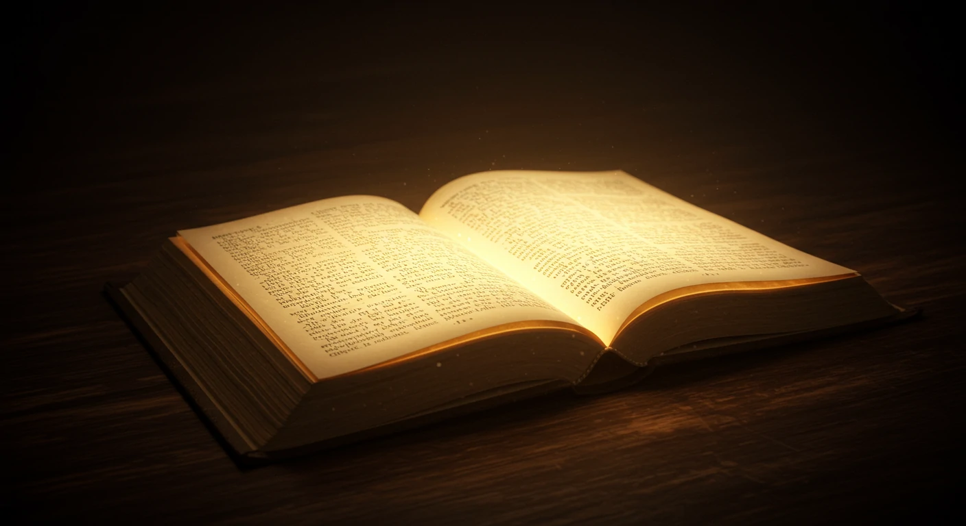 Open book with light emanating from pages
