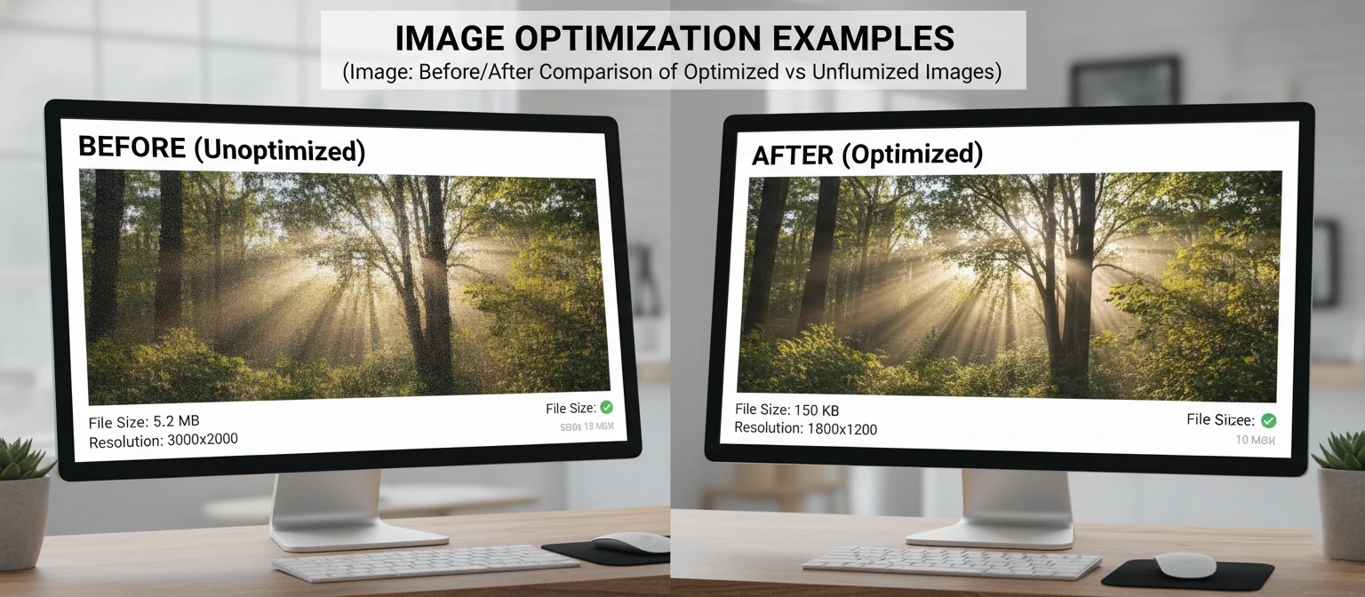 Before-after comparison of optimized vs unoptimized images