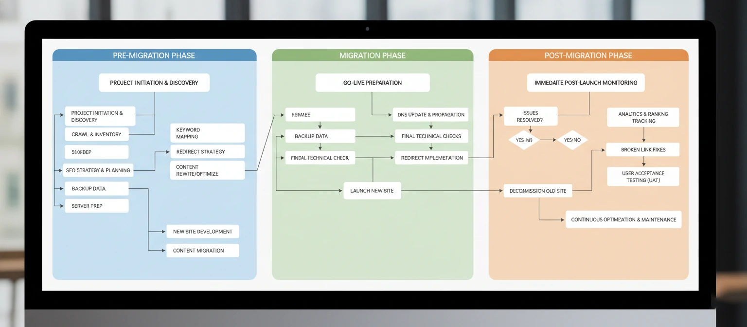 Comprehensive website migration planning process flowchart