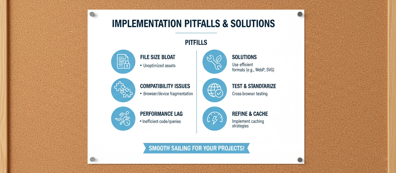 Infographic showing common implementation pitfalls and how to avoid them