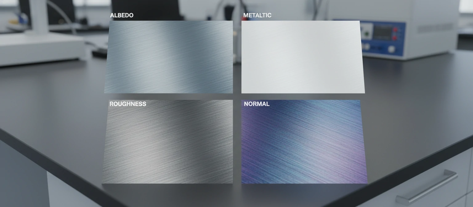 Material breakdown showing different texture maps