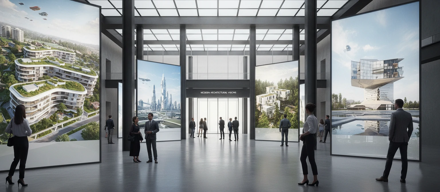 Modern architectural rendering showcase gallery