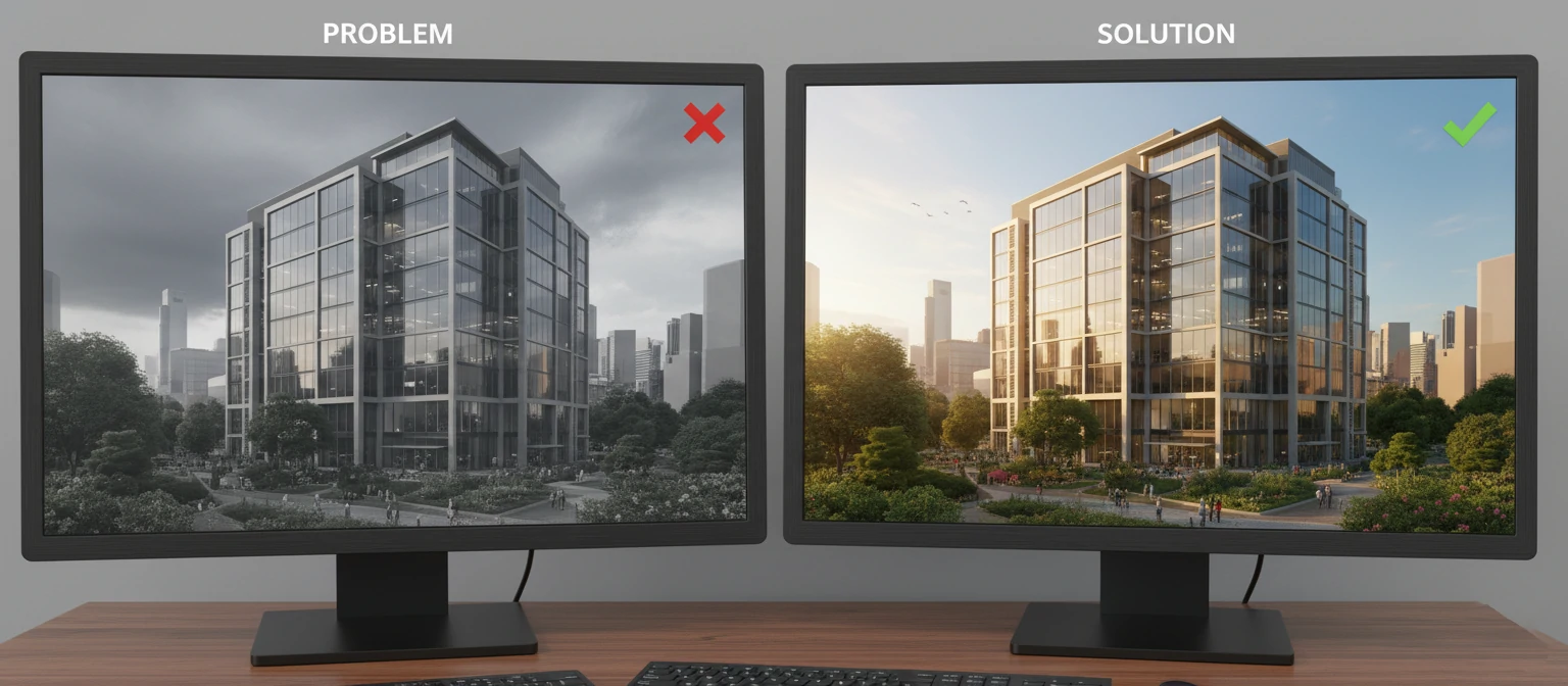 Problem-solution comparison screenshots