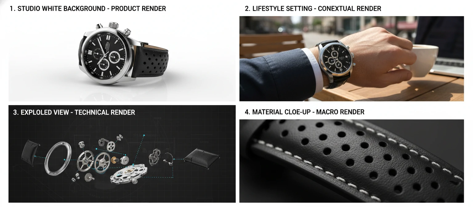 Product visualization showcase displaying the same product