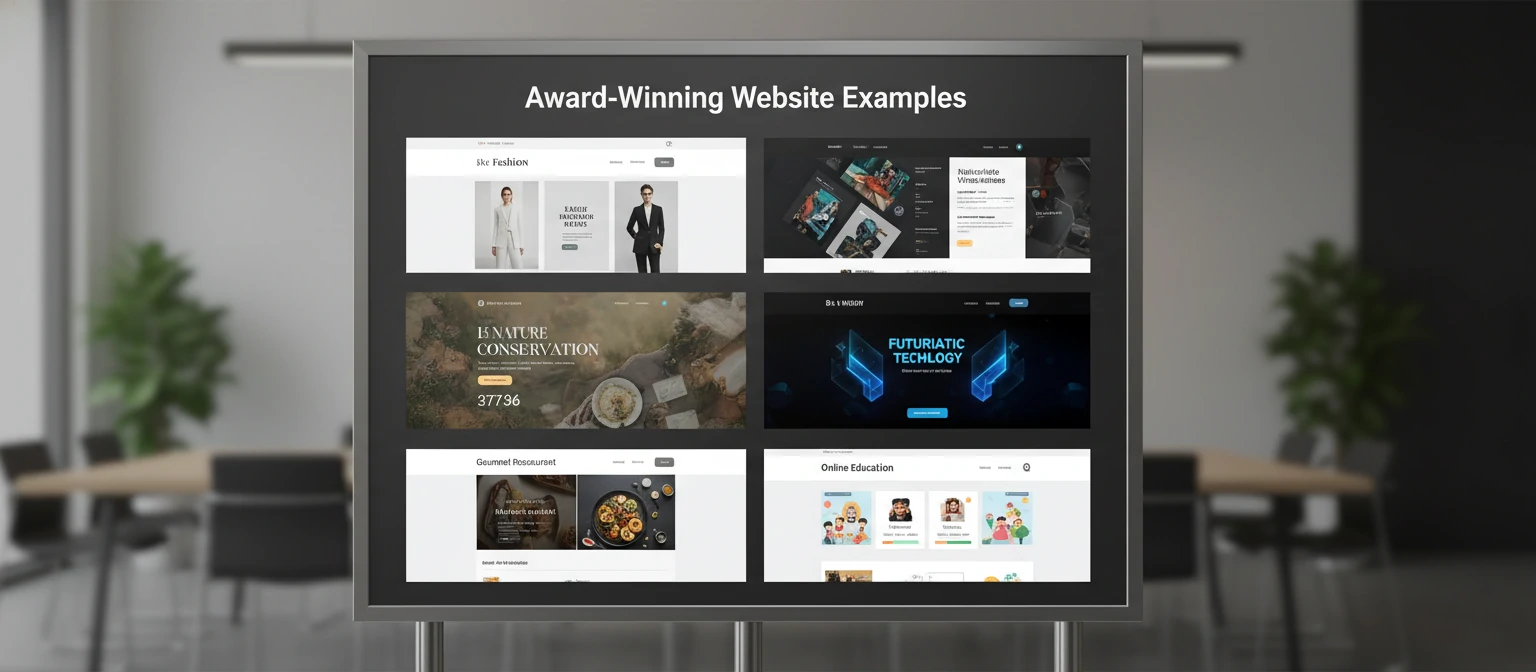 Screenshots of exemplary website designs across industries
