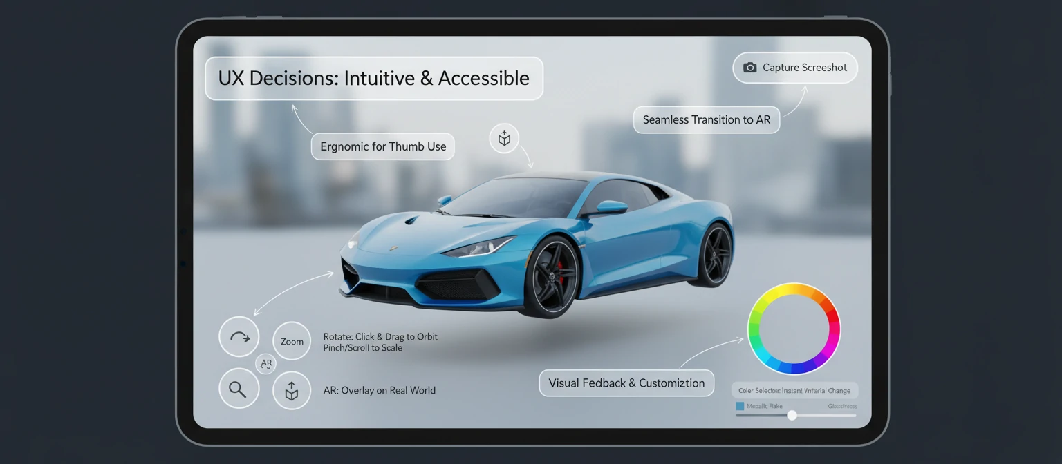 User interface mockup showing well-designed 3D viewer controls