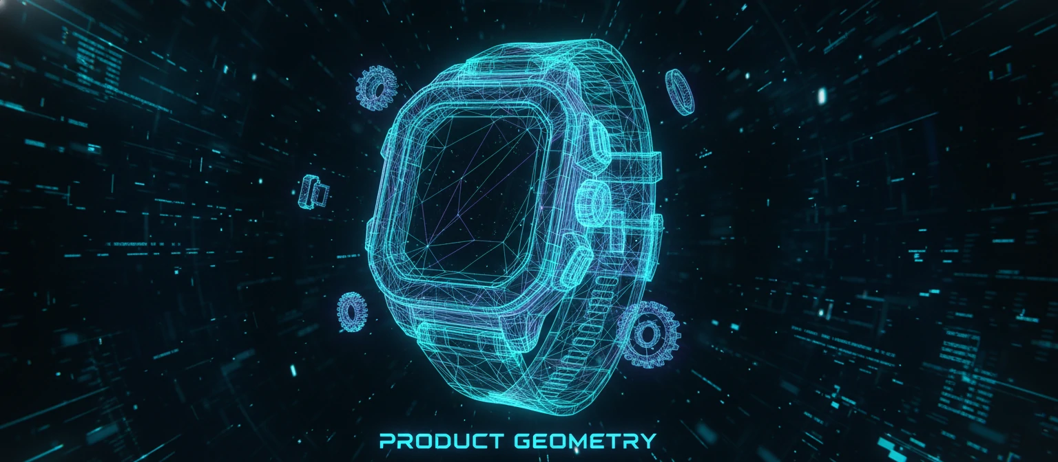 Wireframe mesh view of a product