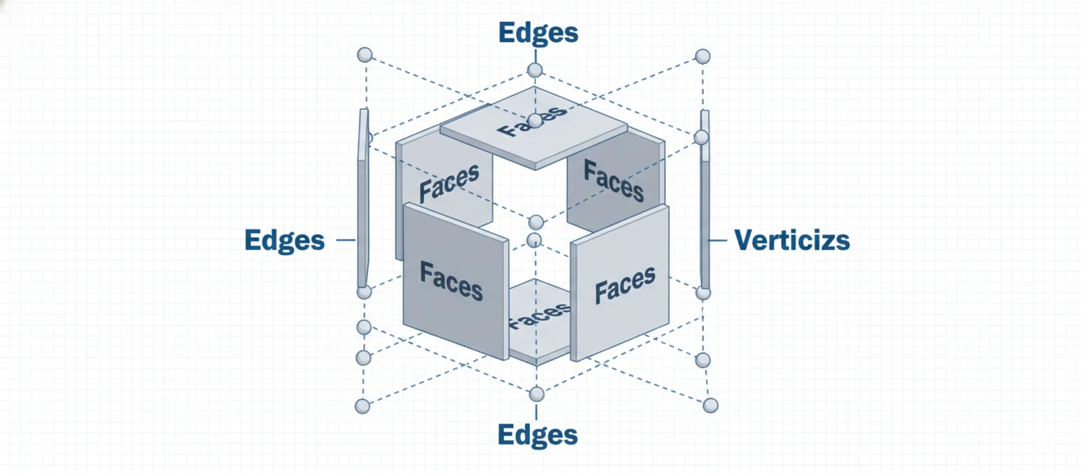 An exploded diagram of a cube