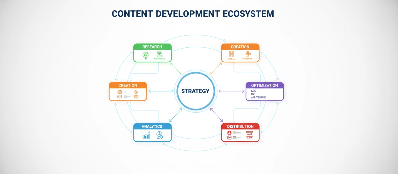 An infographic showing the content development ecosystem