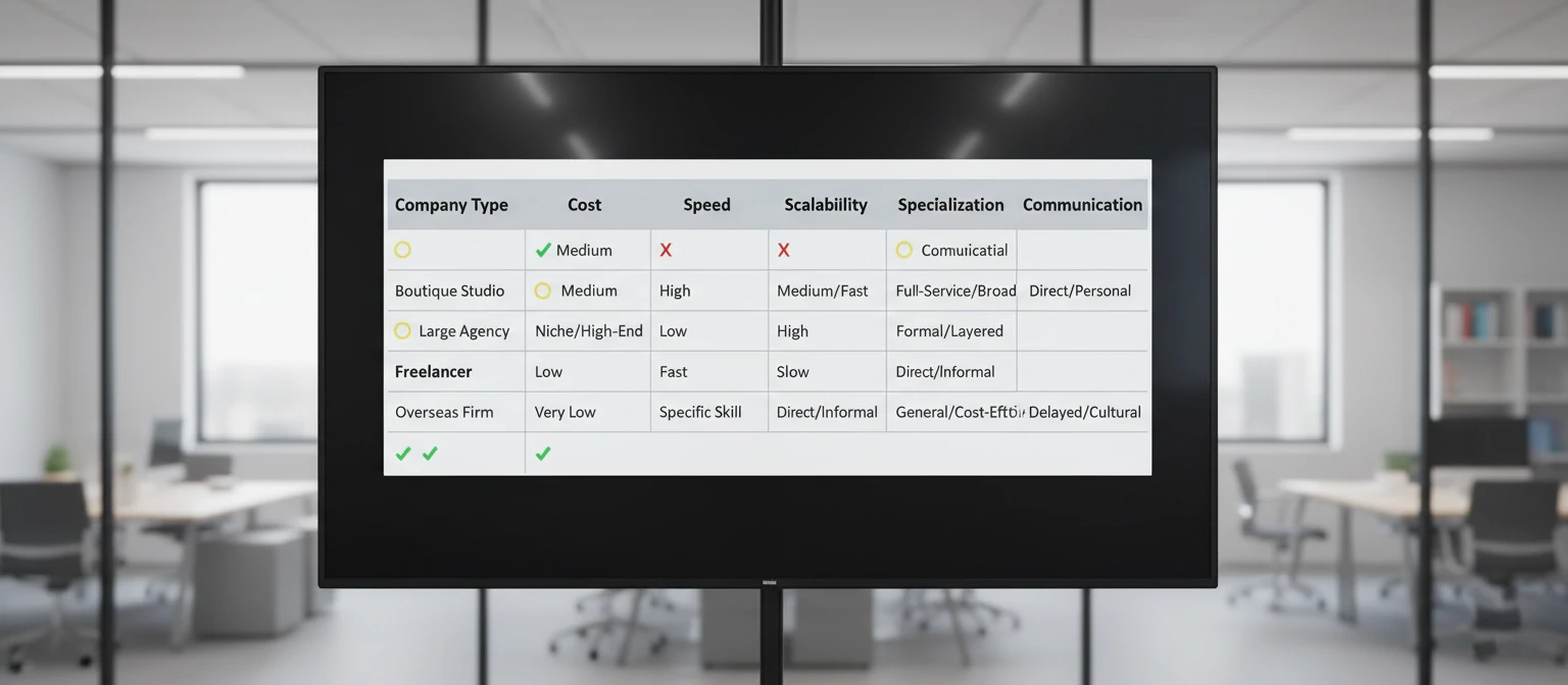 Comparison chart showing different company types