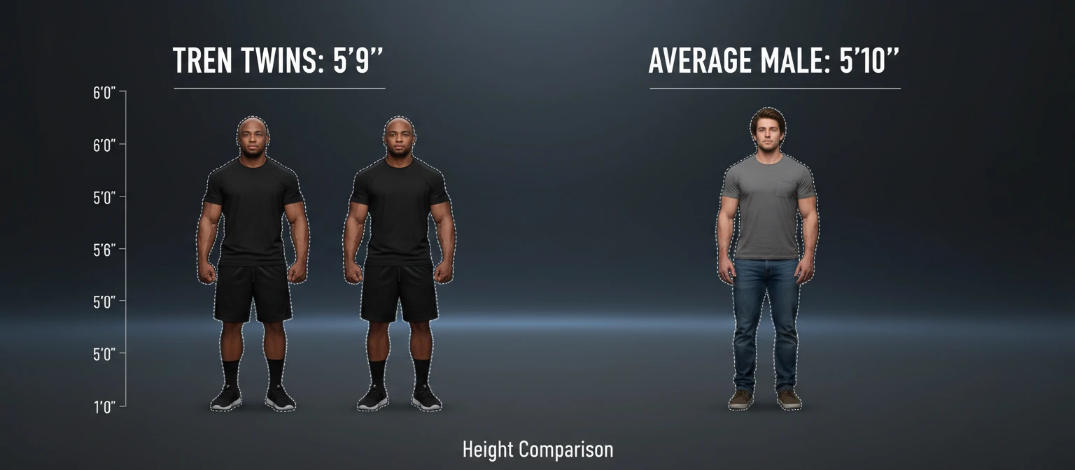 Height comparison graphic showing the Tren Twins