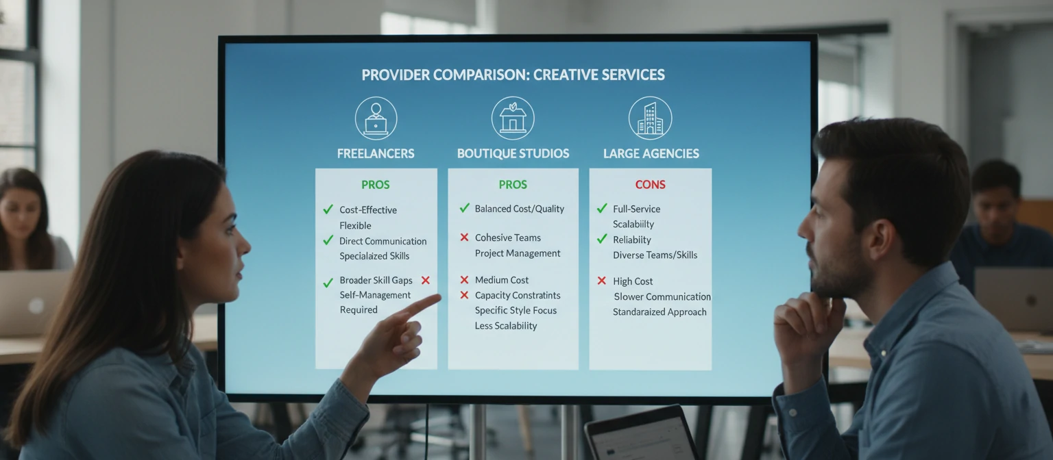 Provider comparison showing characteristics of freelancers