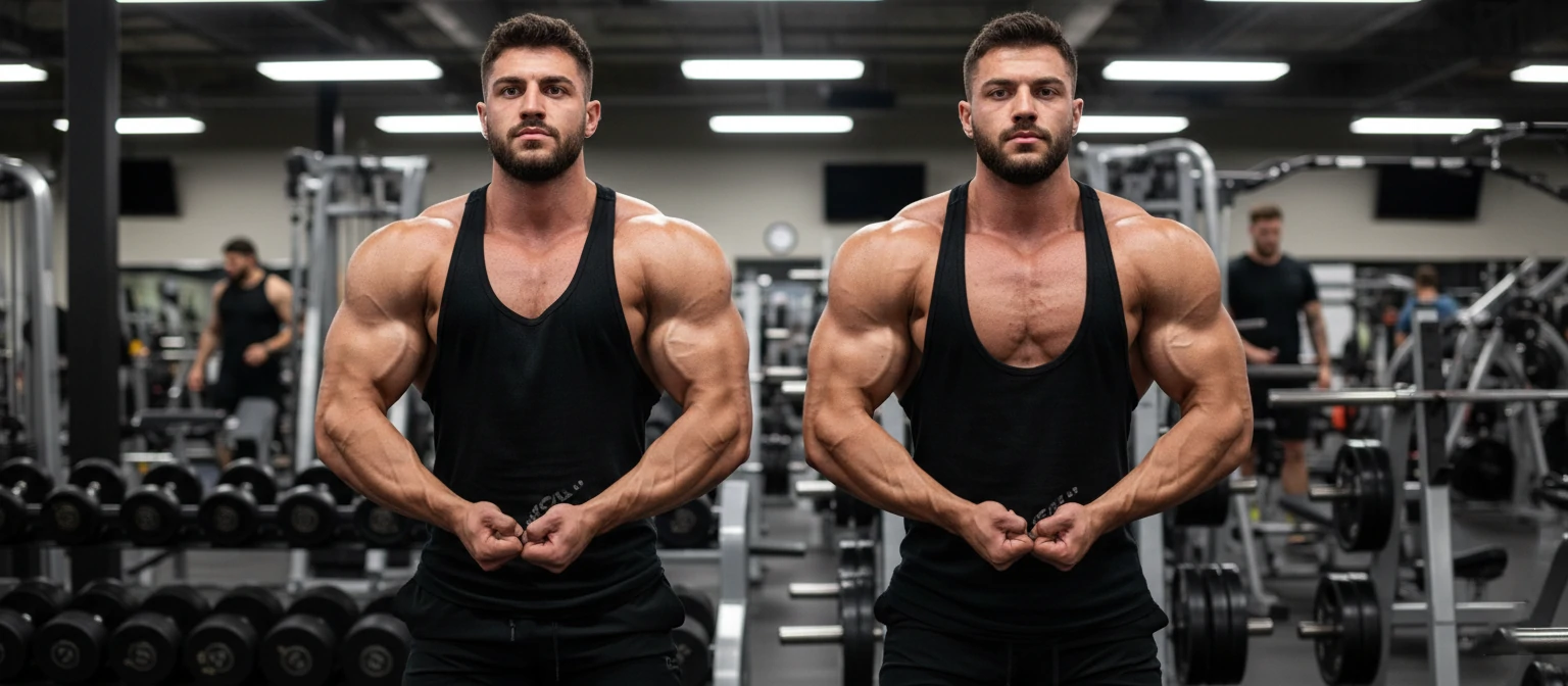 The Tren Twins posing together in the gym