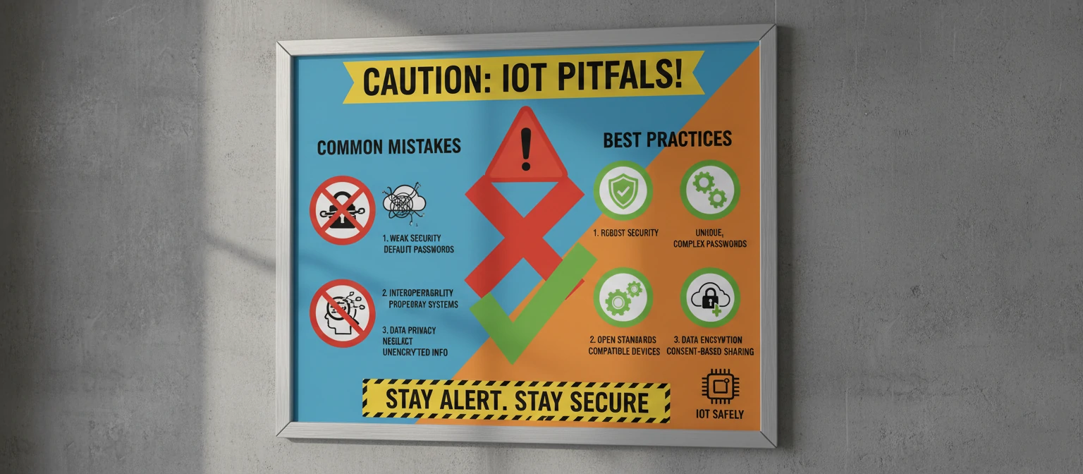 A cautionary infographic with warning signs and crossed-out mistakes
