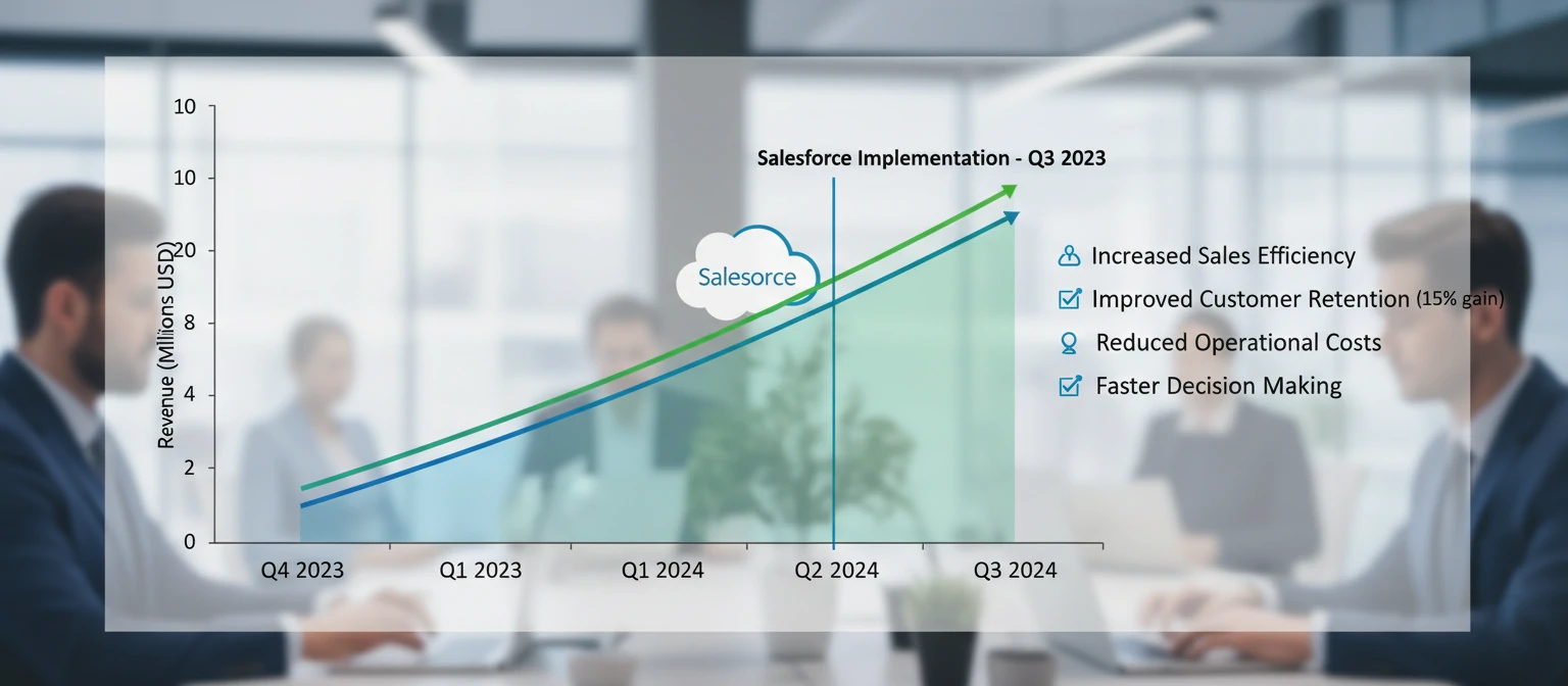 A chart showing business growth after Salesforce implementation
