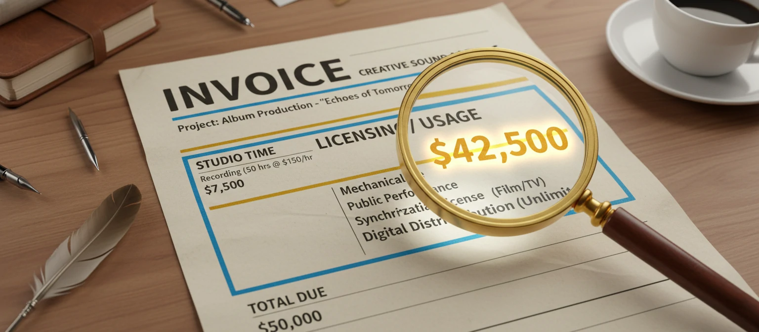 A conceptual illustration of a contract or invoice