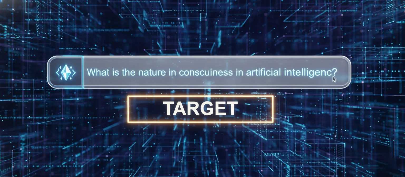 A futuristic search bar with an AI sparkle icon