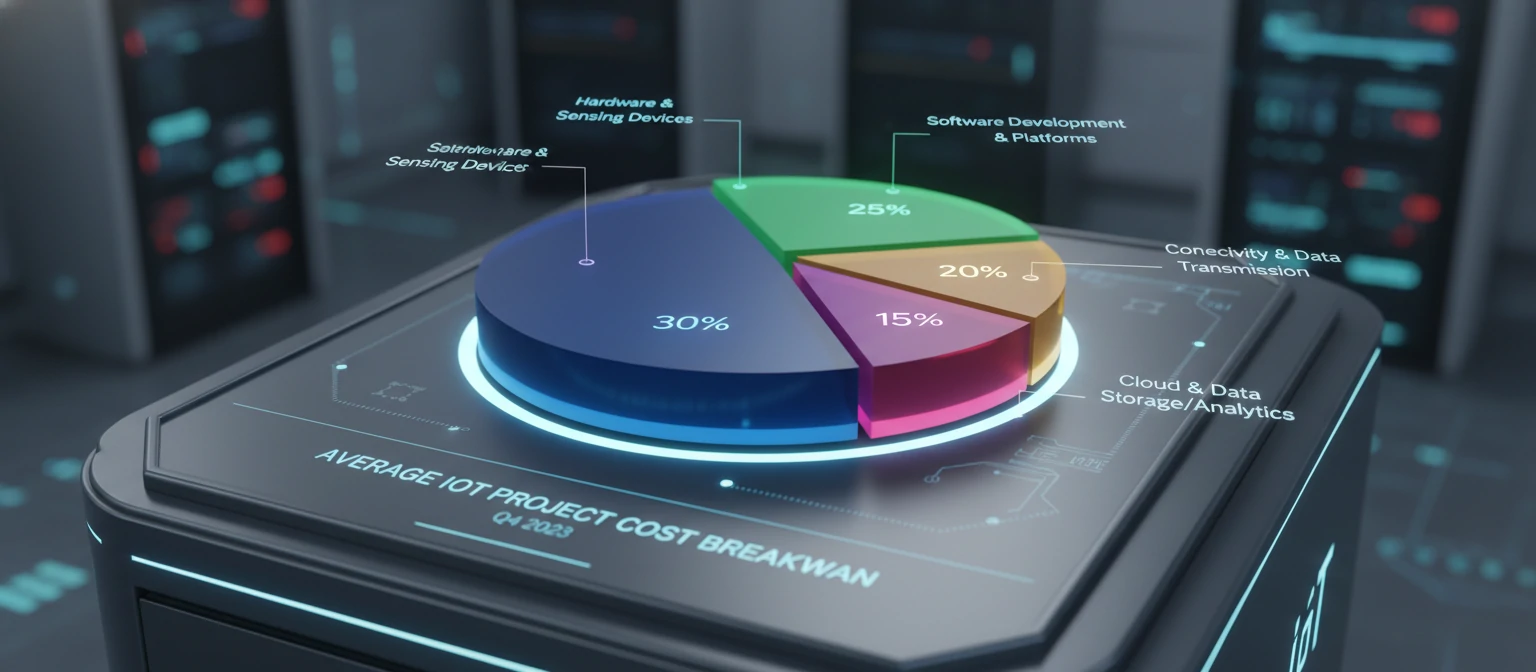 A pie chart or infographic breaking down typical IoT project costs by category