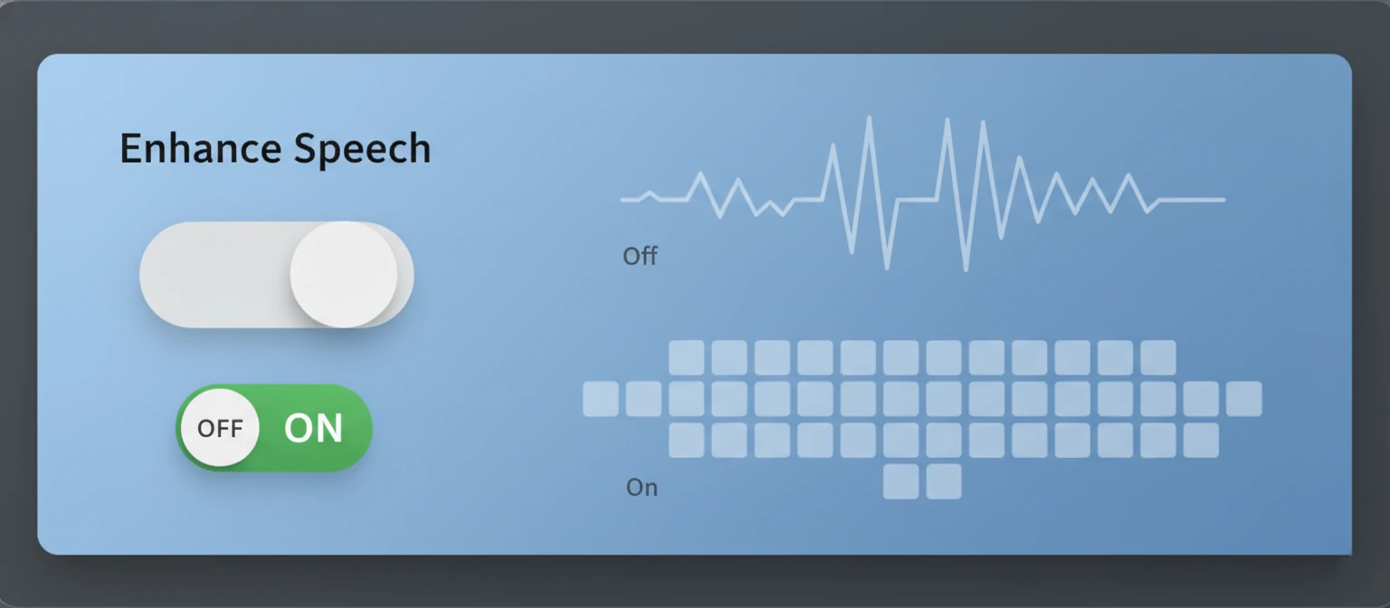 A screenshot of the Adobe Podcast Enhance Speech toggle