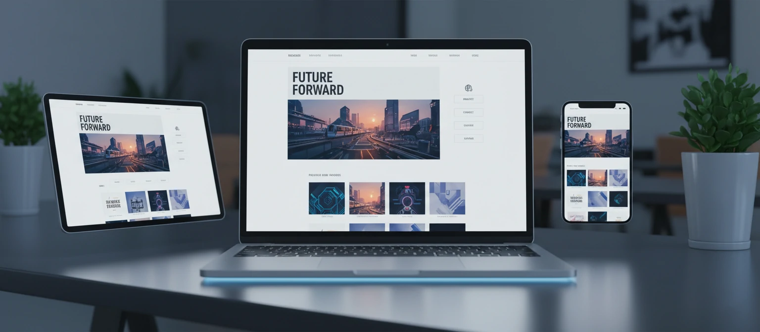 A sleek website mockup on a modern laptop, highlighting responsive design