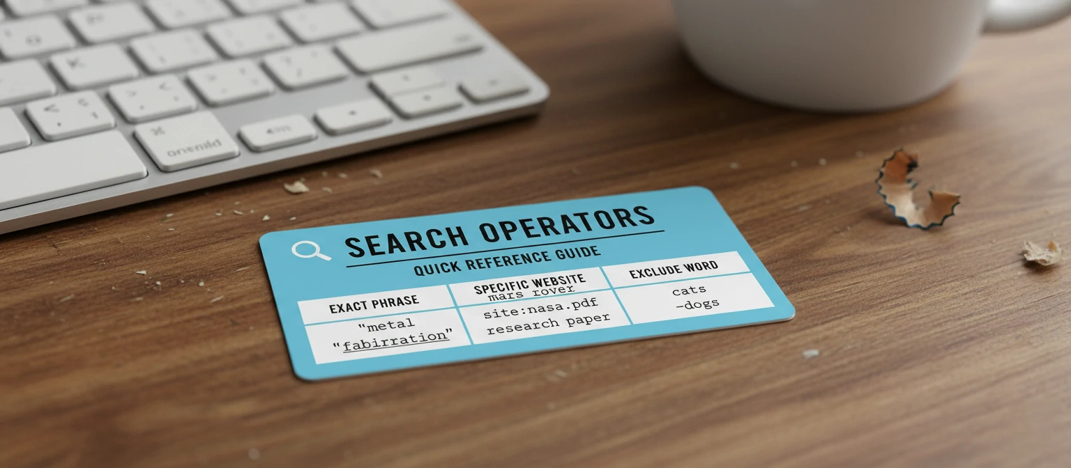 A small search operators cheat sheet graphic with examples
