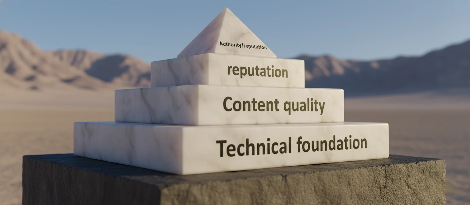 A three-layer pyramid labeled