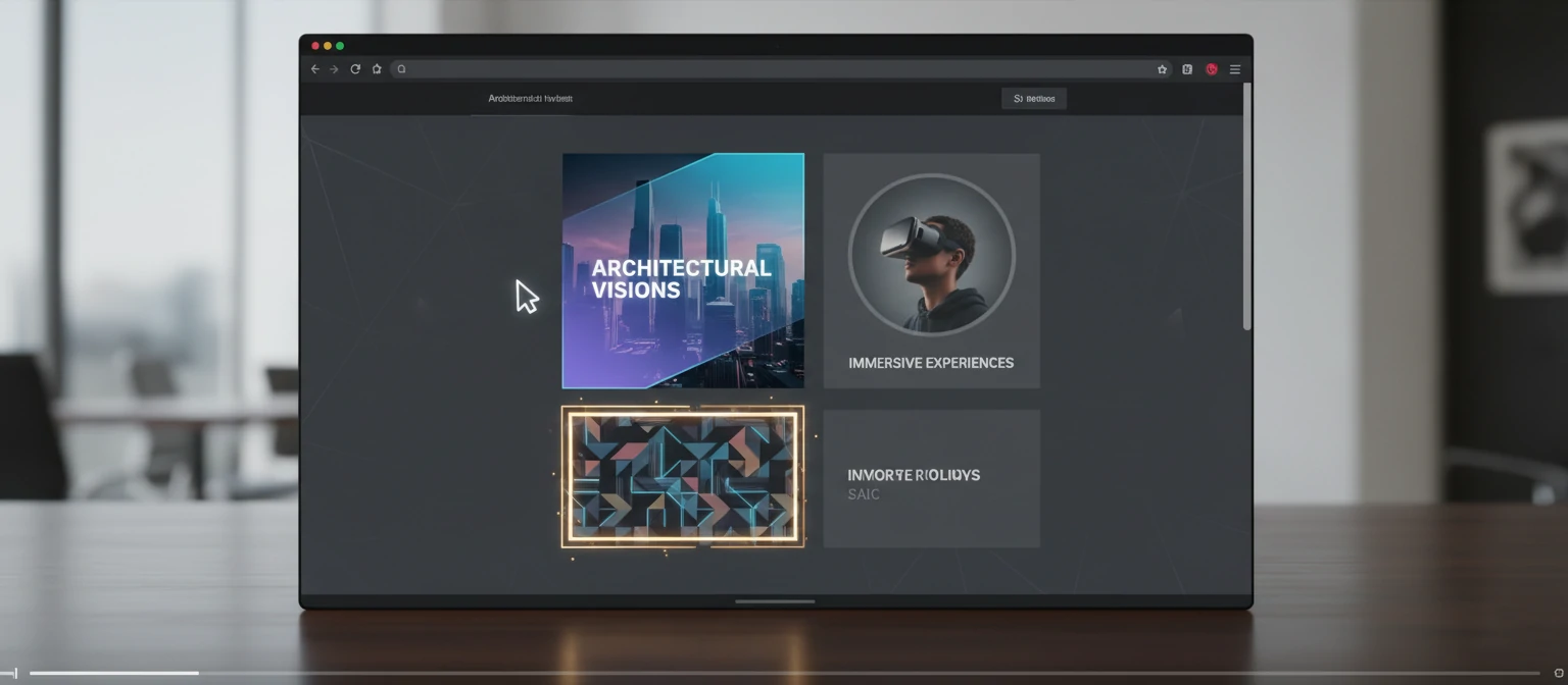 A video or animated GIF demonstrating complex hover effects on a portfolio website