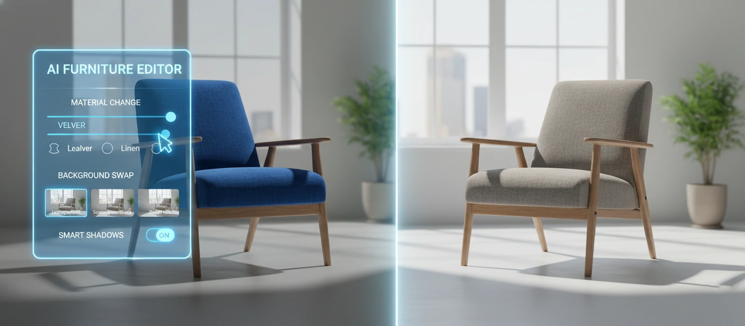 AI tools in furniture photo editing