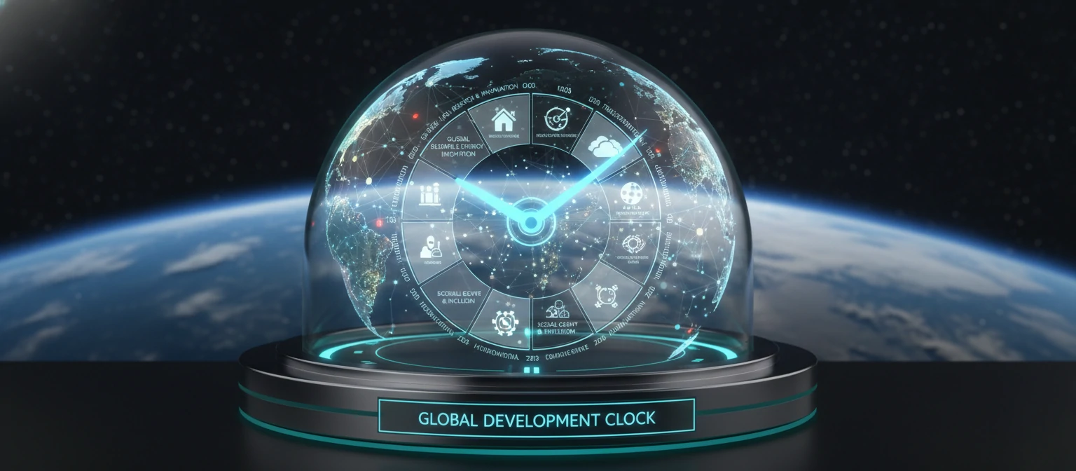 Animated clock showing 24-hour global development cycle