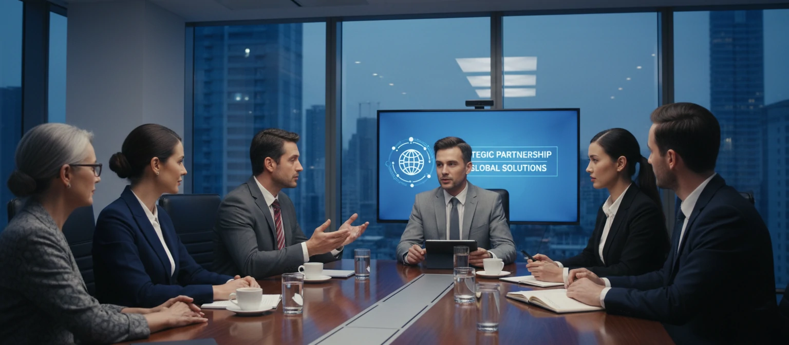 Business professionals discussing partnership with BPO provider