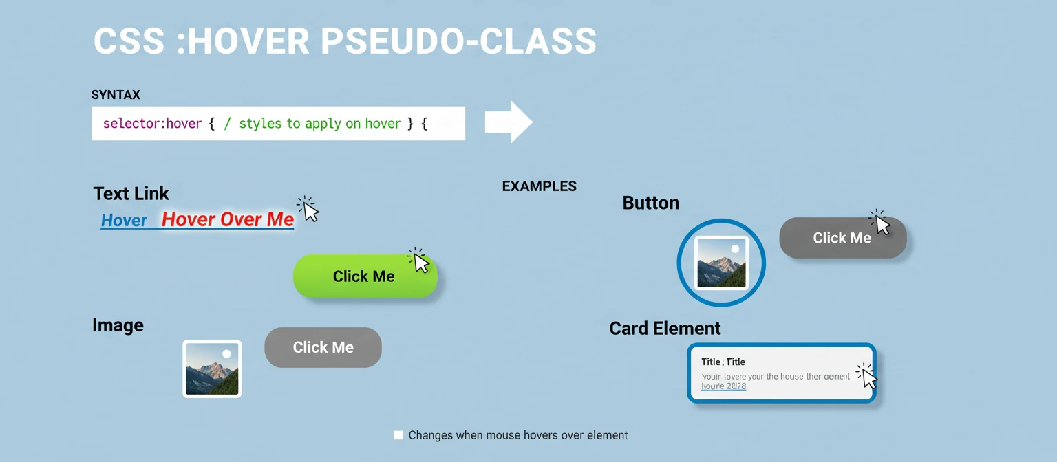CSS hover pseudo-class explained with visual examples